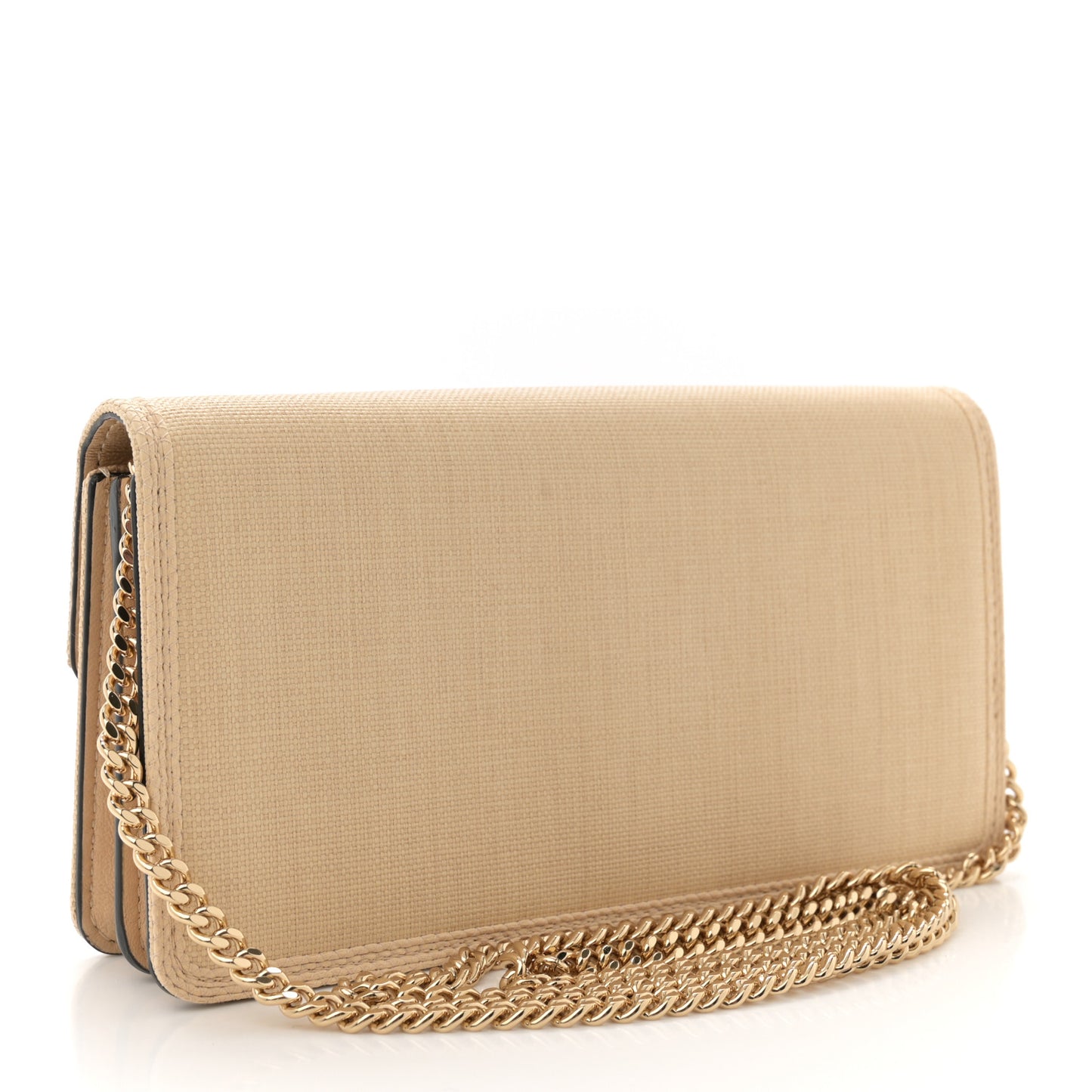 Raffia VLogo Wallet on Chain Beige