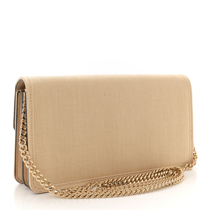 Valentino Garavani Raffia VLogo Wallet on Chain Beige 3 of 11