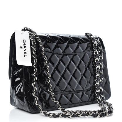 Chanel Patent Quilted Jumbo Double Flap Black 3 of 11