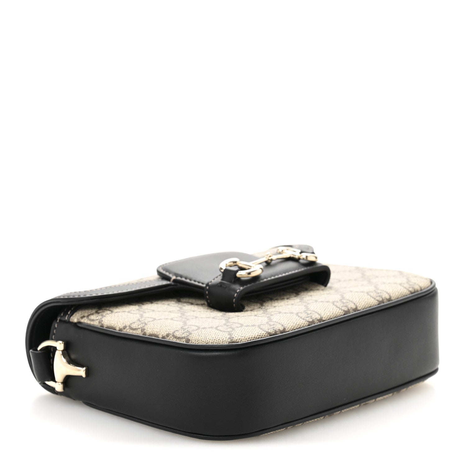 Gucci GG Supreme Monogram Horsebit 1955 Soft Small Shoulder Bag Beige Black 4 of 12