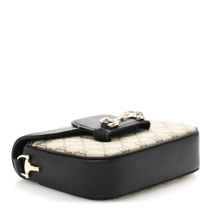 Gucci GG Supreme Monogram Horsebit 1955 Soft Small Shoulder Bag Beige Black 4 of 12