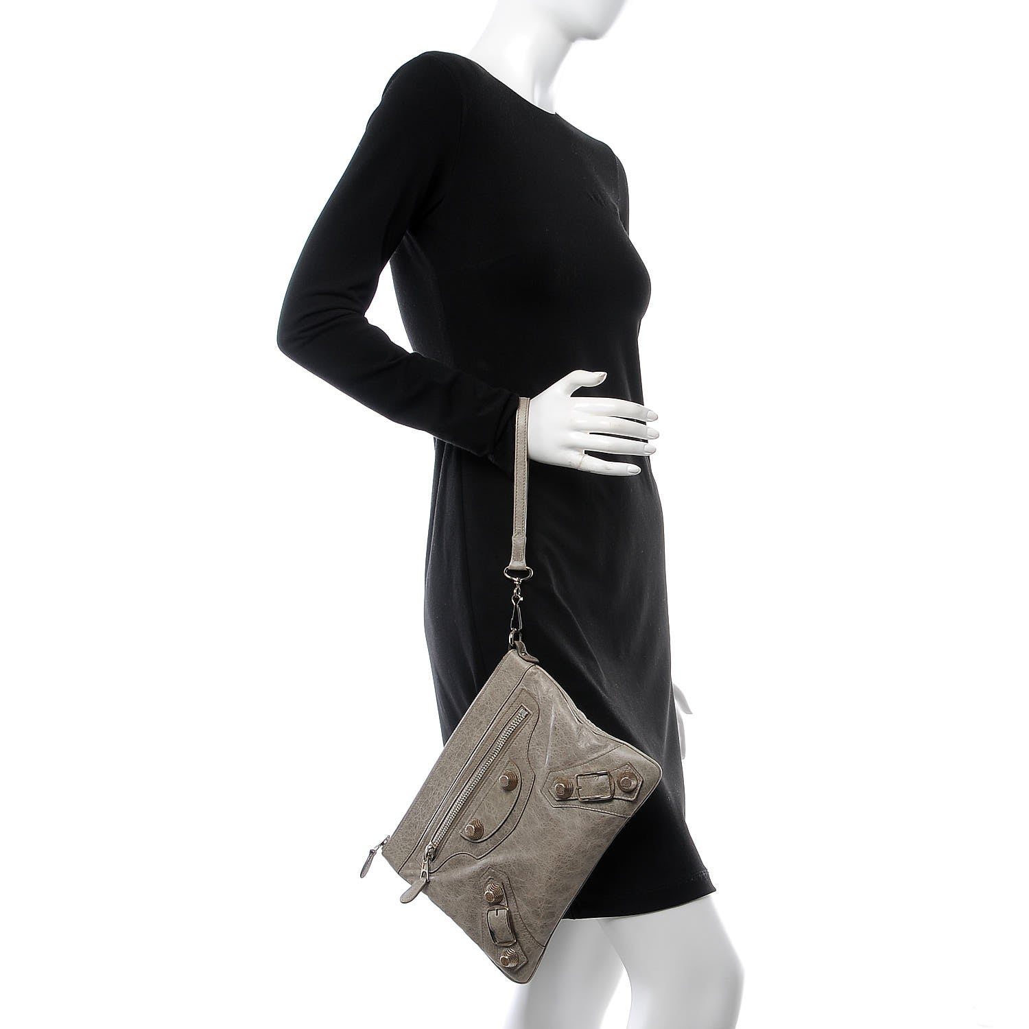 Balenciaga Agneau Giant 21 Gold Hardware Flat Handle Clutch Taupe 2 of 9