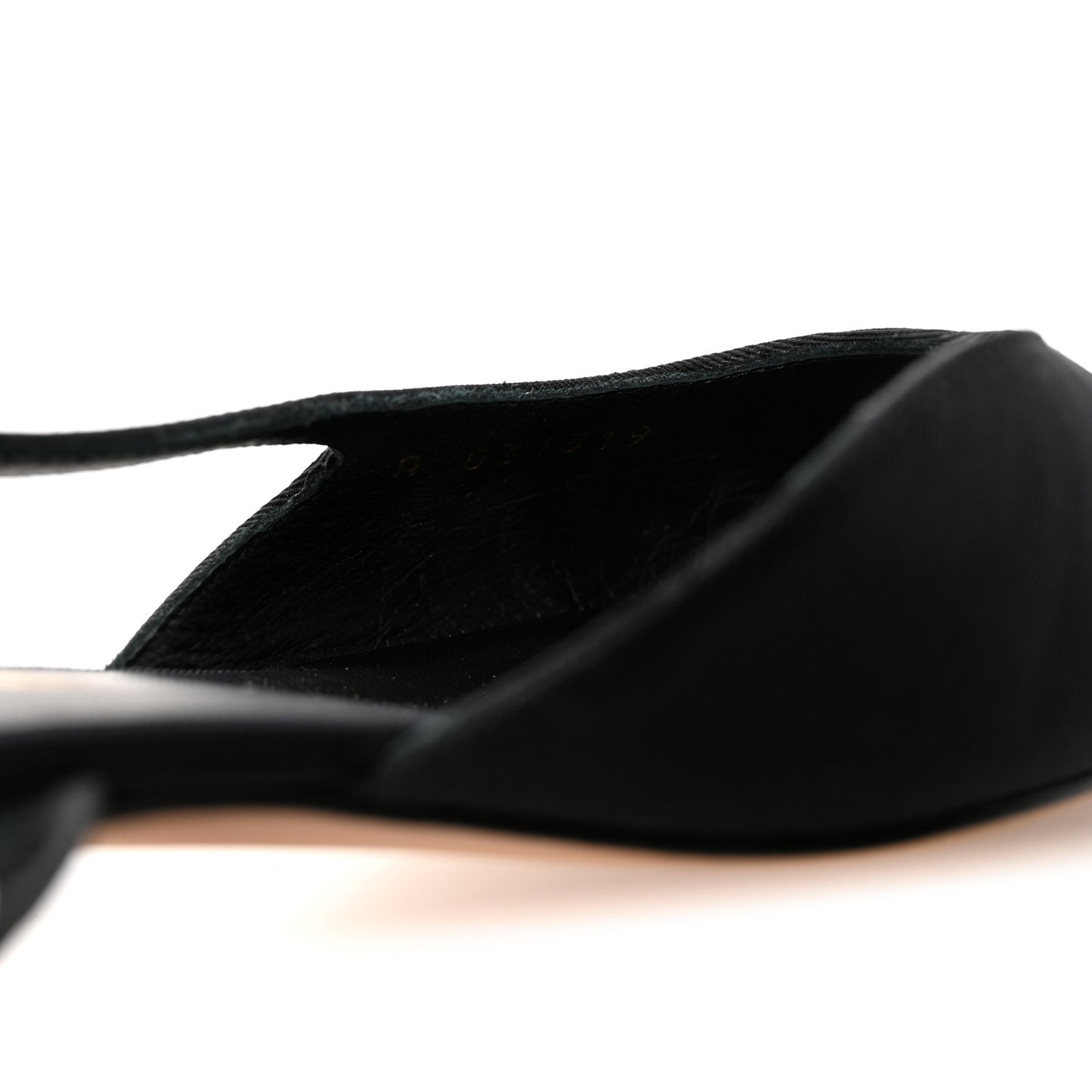 Laminated Lambskin Grosgrain Cap Toe CC Slingback Flats 37.5 Black Gold