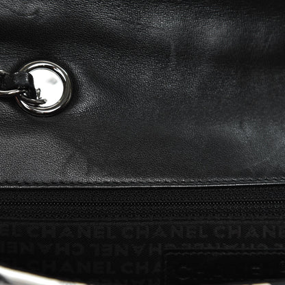 Chanel Silk Lambskin Coco Mademoiselle Scarf Flap Bag White Black 9 of 13