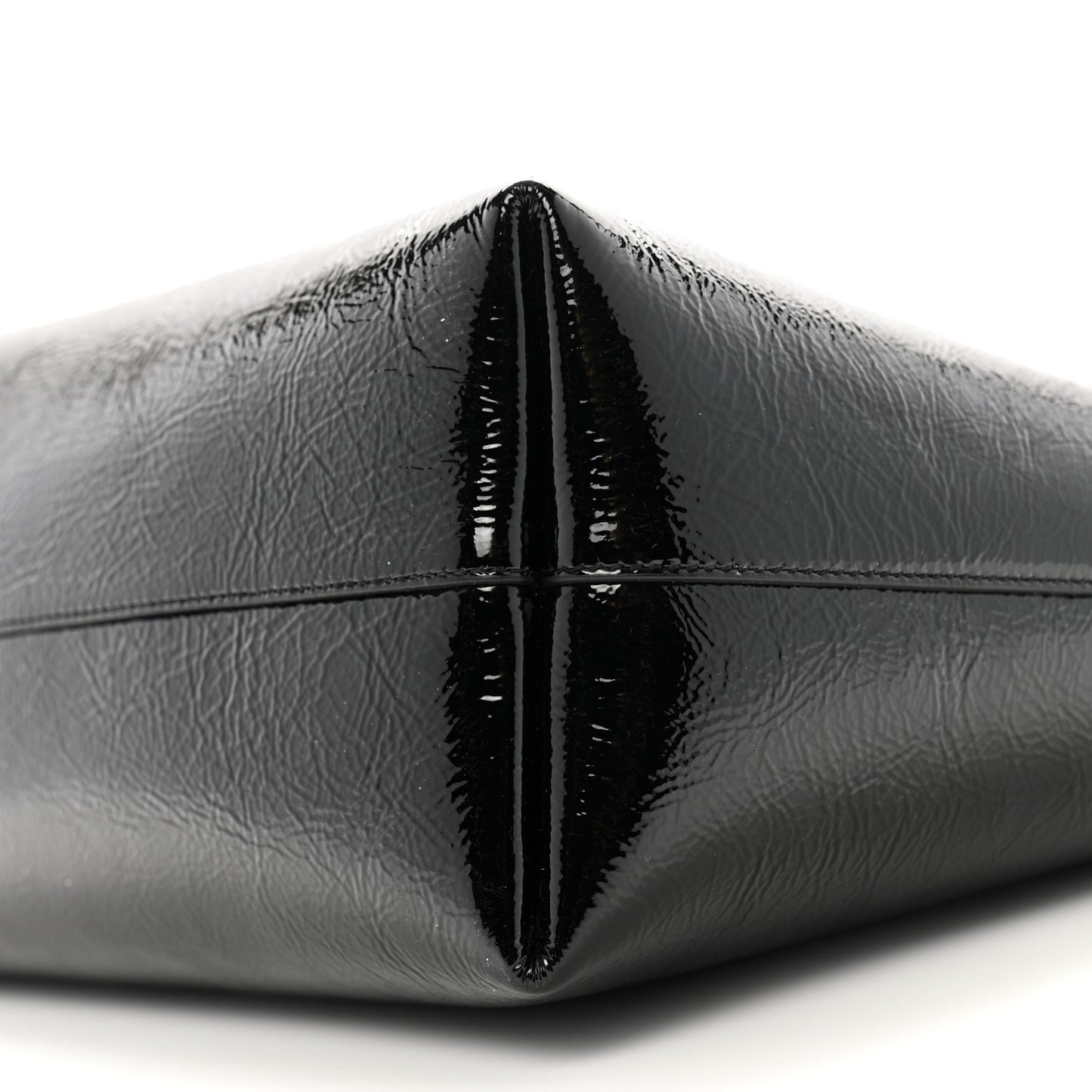 Patent Calfskin Large Shopping Tote Black