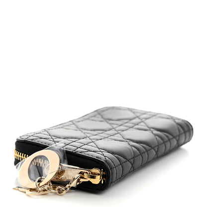 Christian Dior Lambskin Cannage Lady Dior Zip Wallet Black 4 of 7