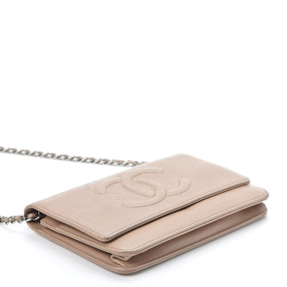 Chanel Caviar Timeless CC Wallet on Chain WOC Beige 3 of 12