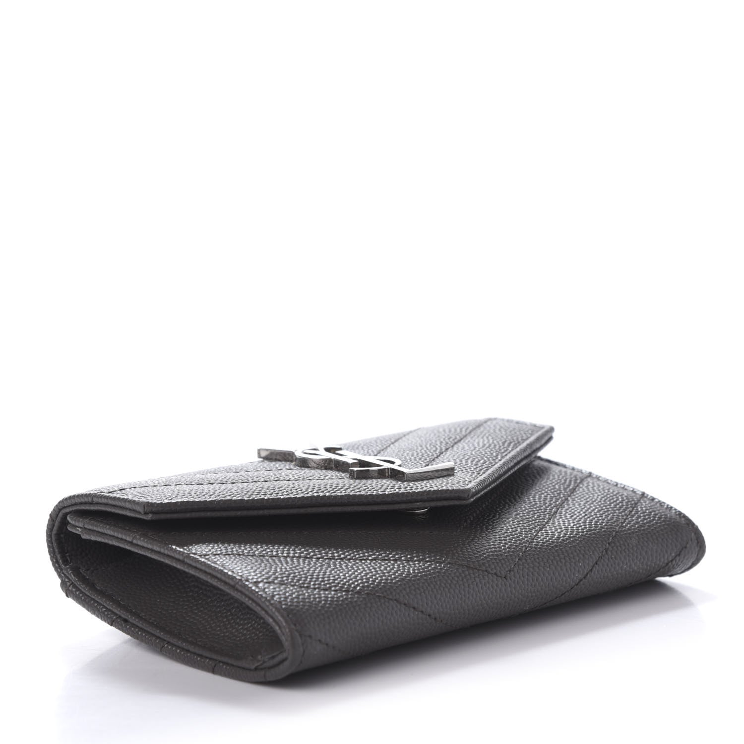 Saint Laurent Grain De Poudre Matelasse Chevron Small Monogram Envelope Wallet Earth 4 of 9
