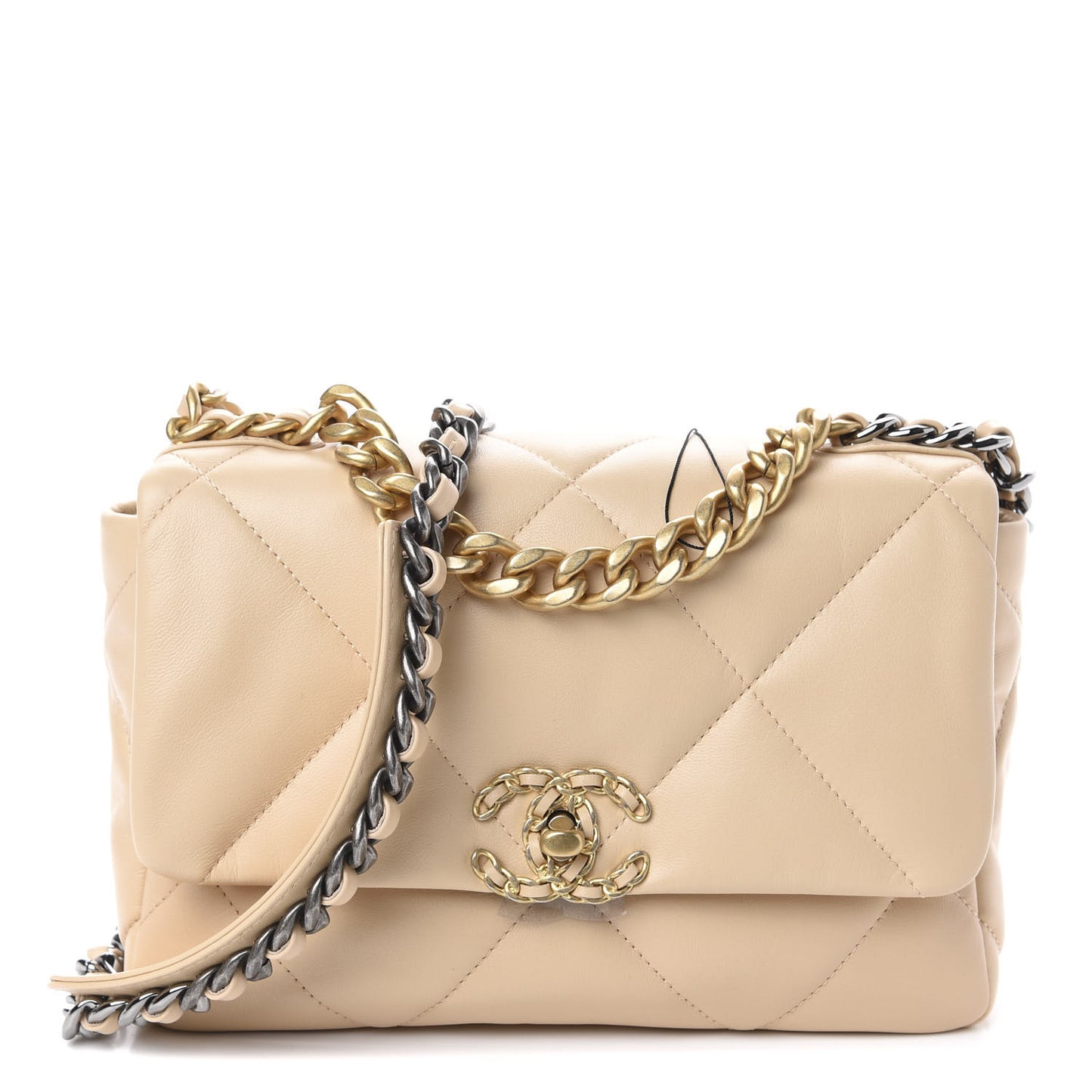 Goatskin Quilted Medium 19 Flap Beige