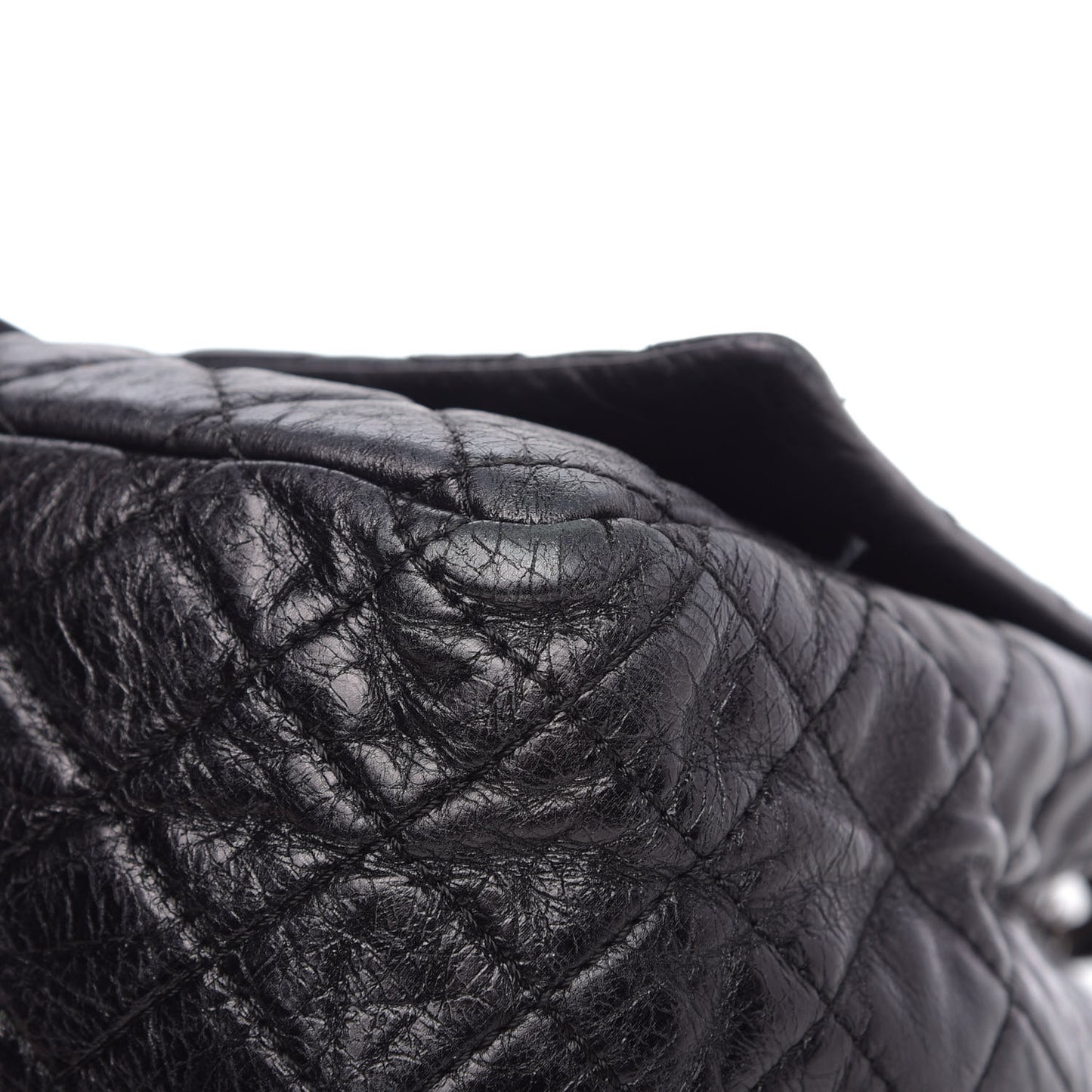 Metallic Aged Calfskin Quilted Reissue 2.55 Accordion Flap Black