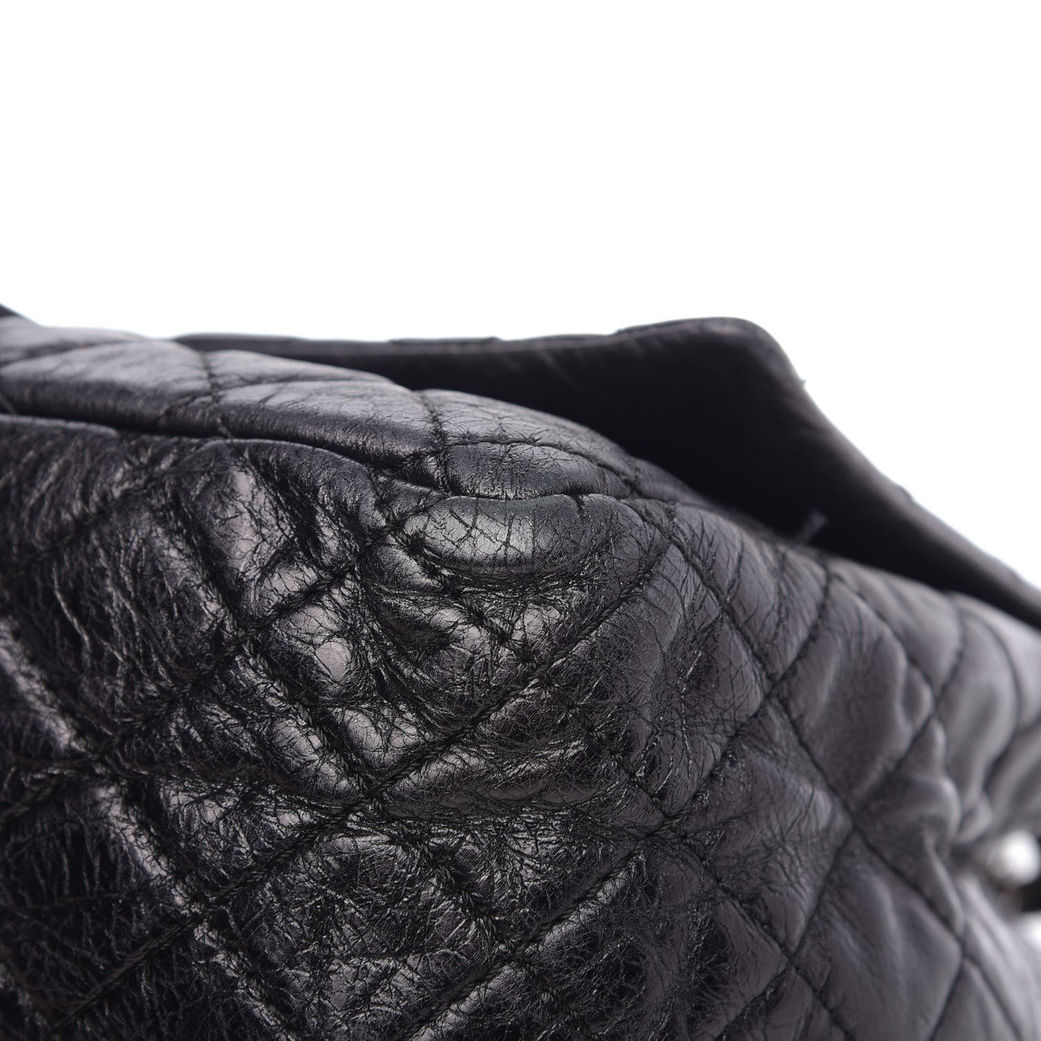 Chanel Metallic Aged Calfskin Quilted Reissue 2.55 Accordion Flap Black 10 of 13