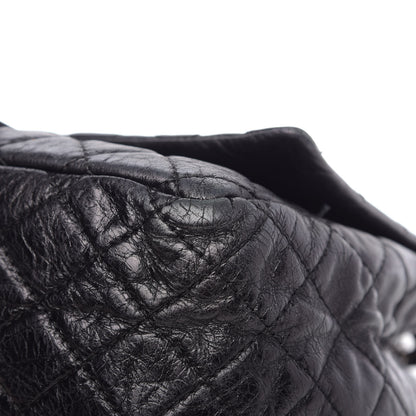 Chanel Metallic Aged Calfskin Quilted Reissue 2.55 Accordion Flap Black 10 of 13