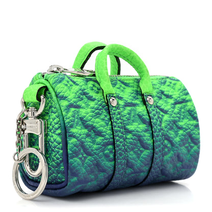 Louis Vuitton Taurillon Illusion Mini Keepall Earphones Pouch Bleu Vert 3 of 9