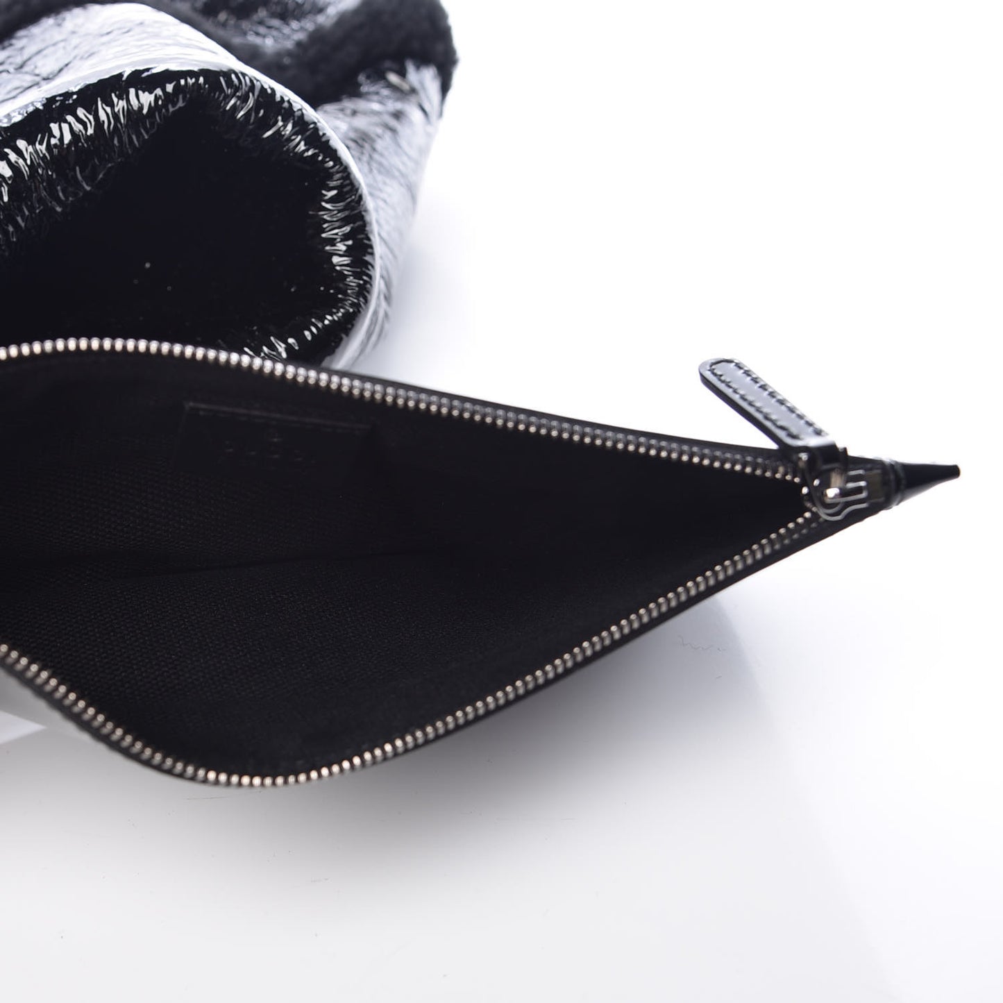 Patent Shearling Large Soho Chain Shoulder Bag Black