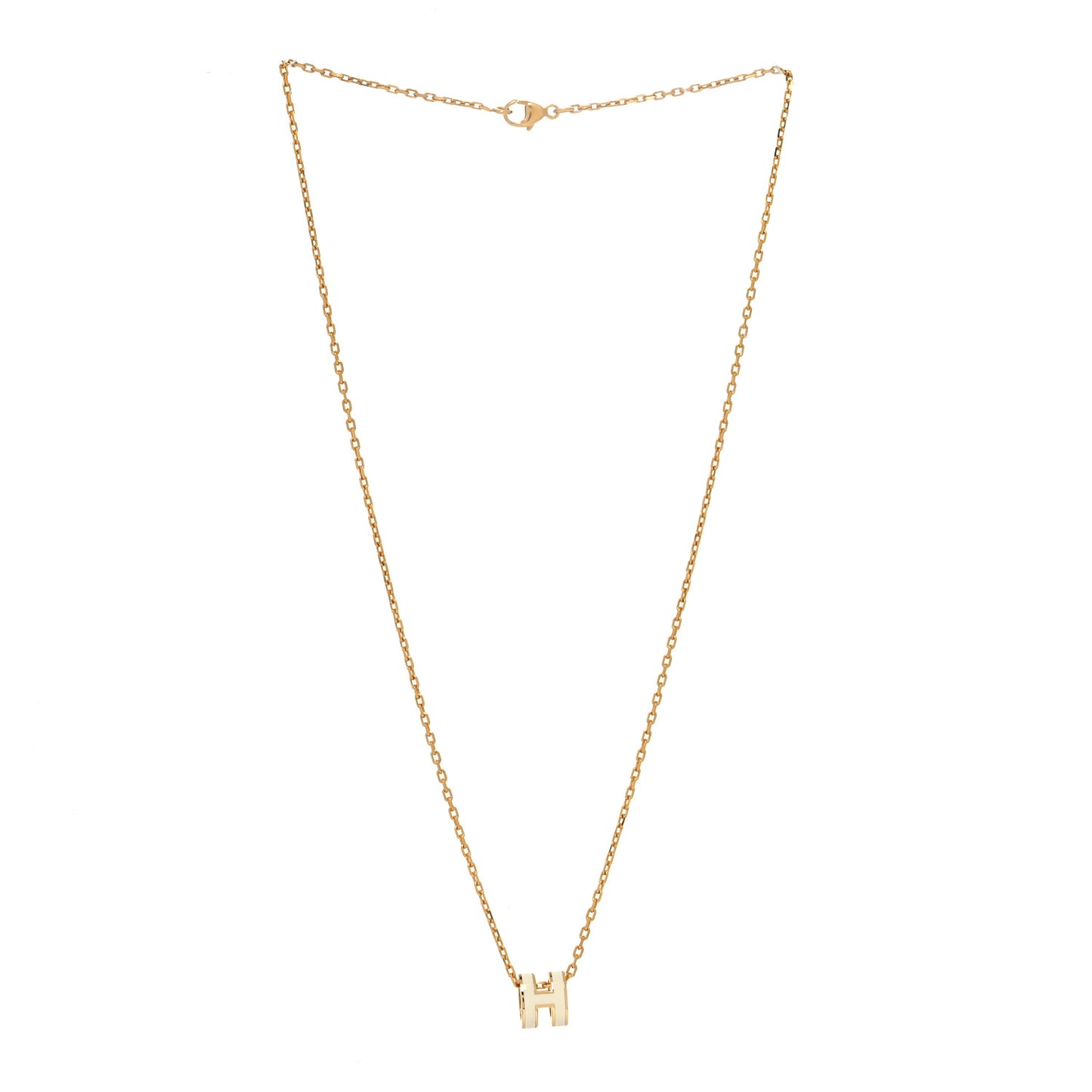 Lacquered Gold Mini Pop H Pendant Necklace White