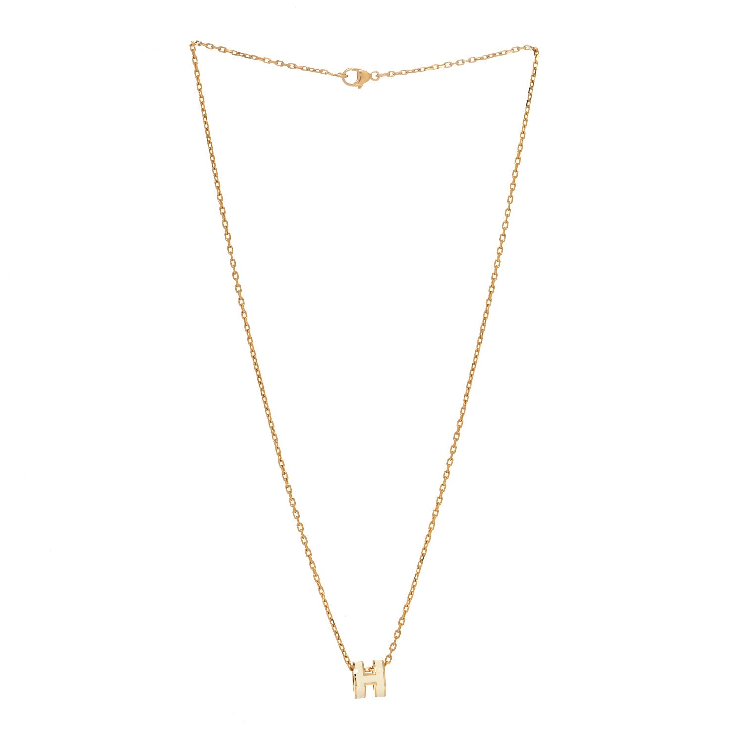 Hermes Lacquered Gold Mini Pop H Pendant Necklace White 3 of 5