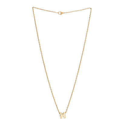 Hermes Lacquered Gold Mini Pop H Pendant Necklace White 3 of 5