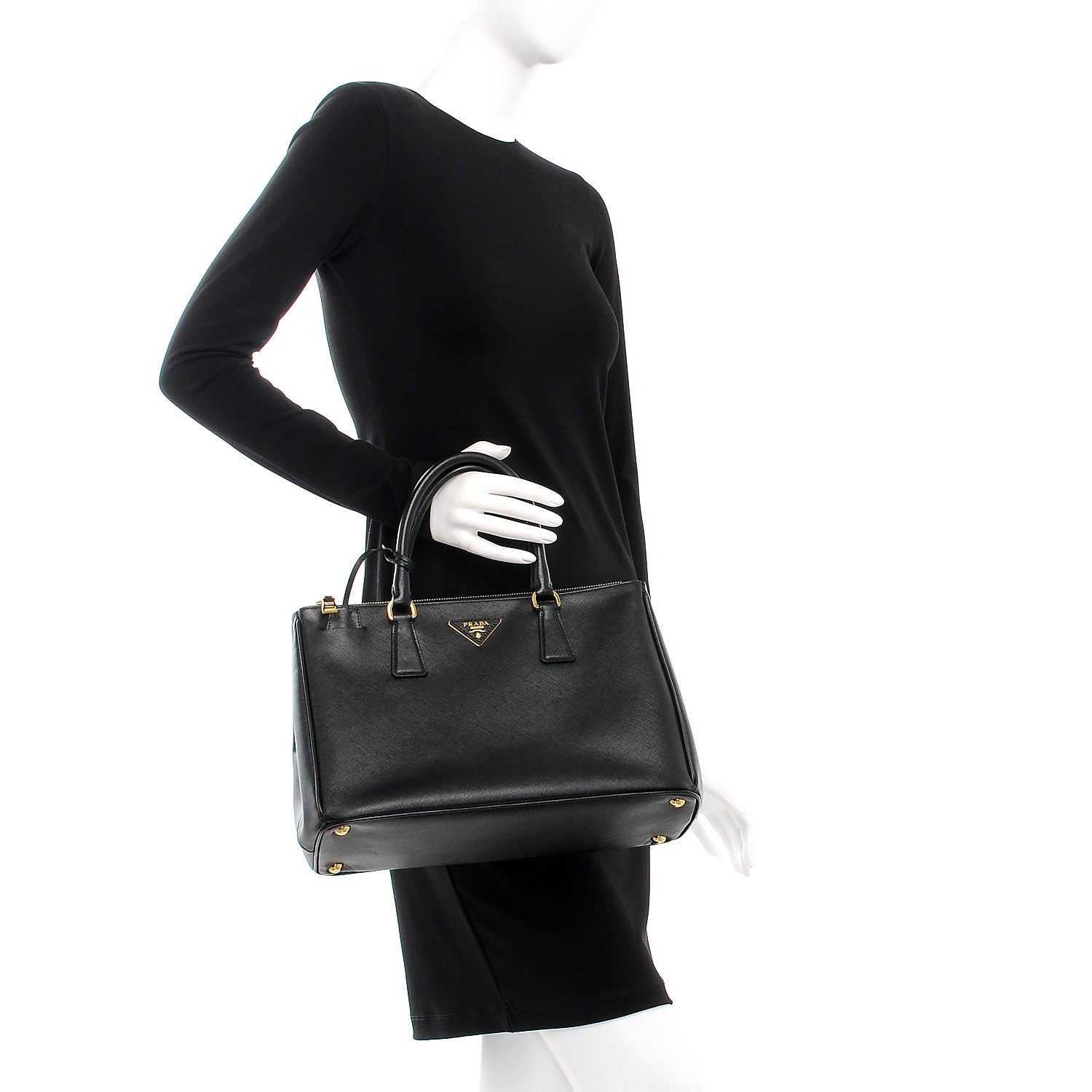 Prada Saffiano Medium Galleria Double Zip Tote Black 3 of 9