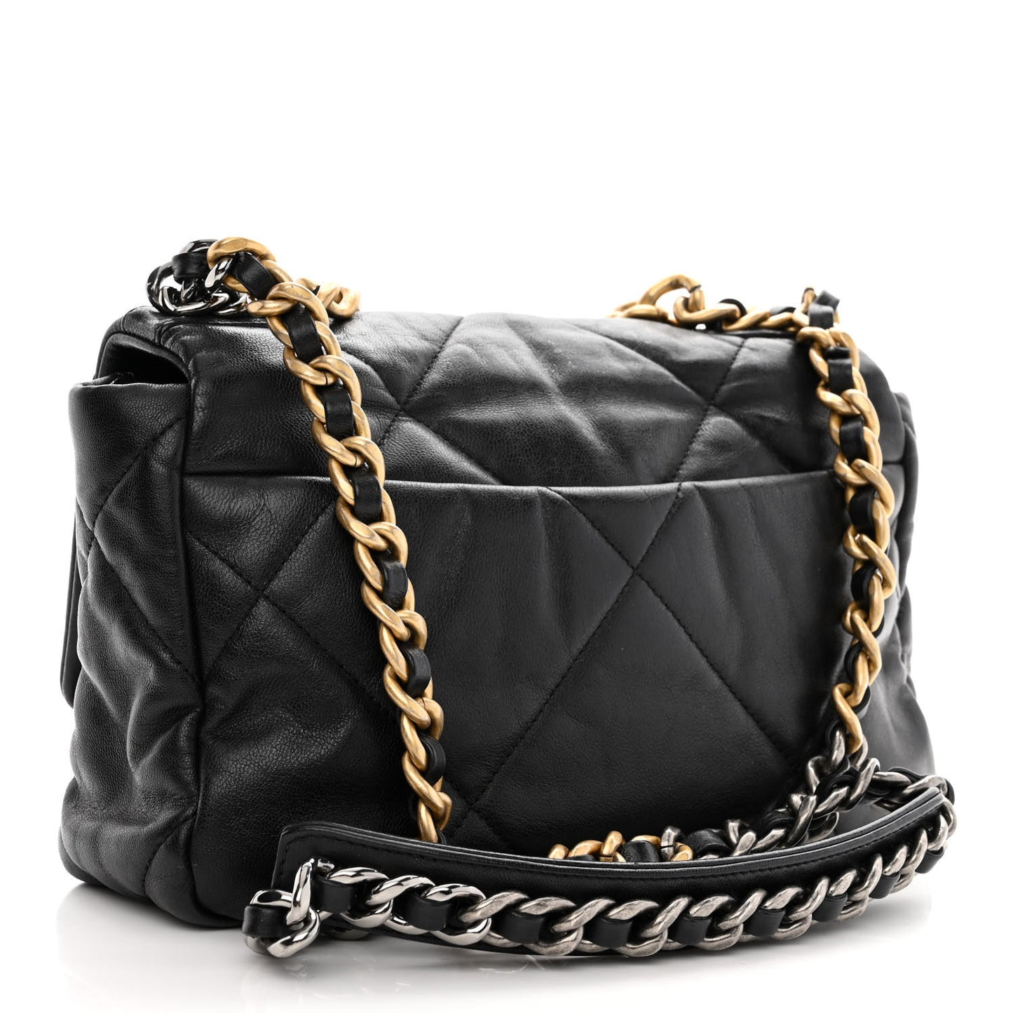Goatskin Quilted Medium Chanel 19 Flap Black