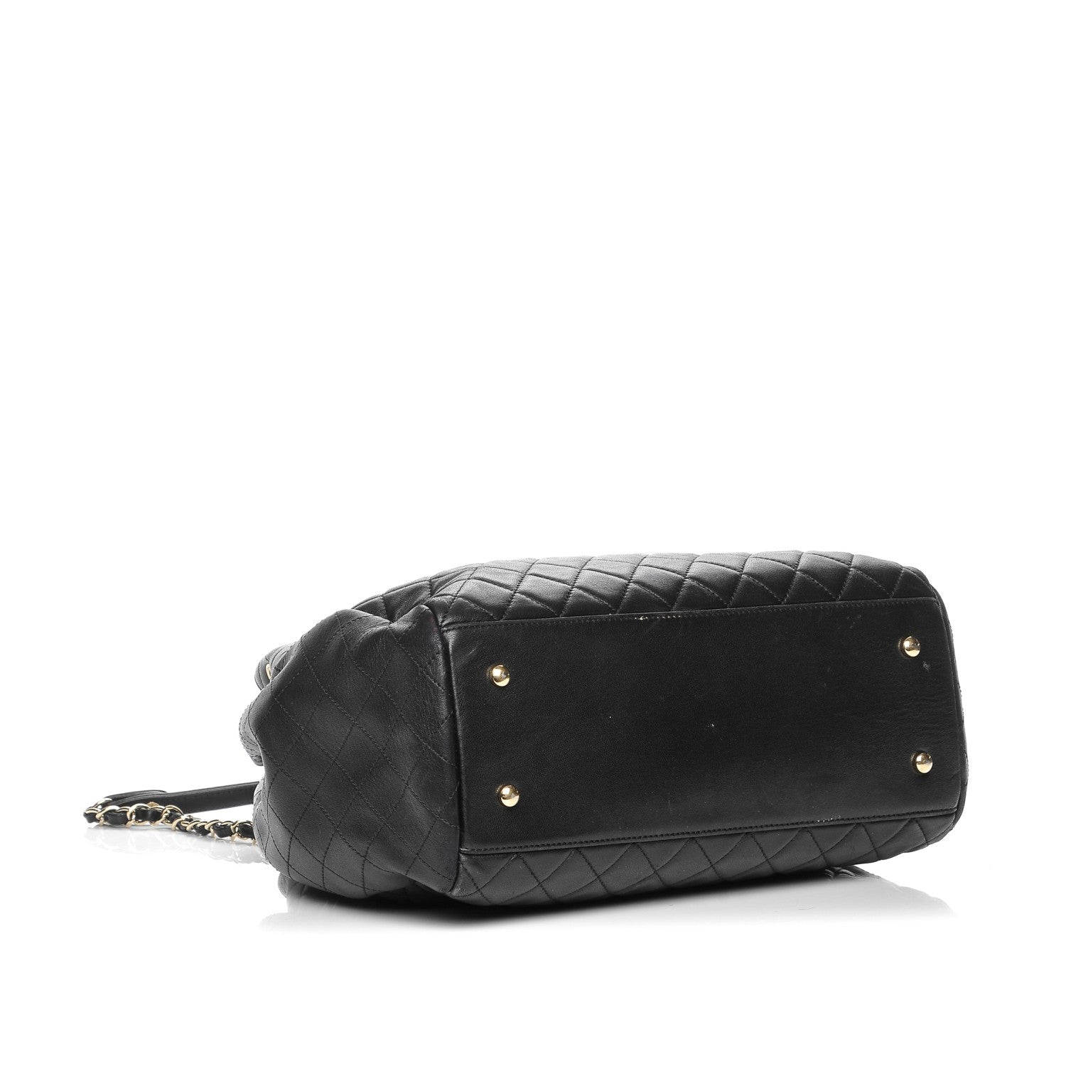 Chanel Lambskin Quilted Large Drawstring Bag Black 4 of 9