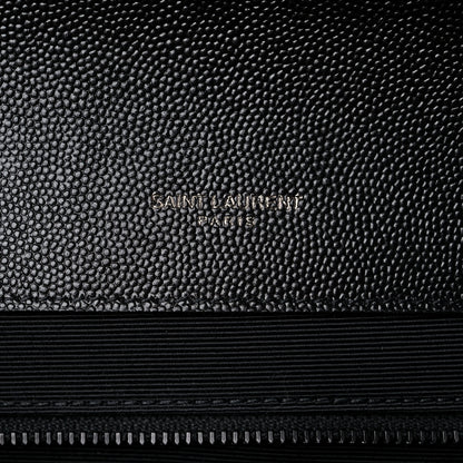 Saint Laurent Grain De Poudre Textured Mixed Matelasse Large Triquilt Monogram Monochrome Satchel Black 6 of 10