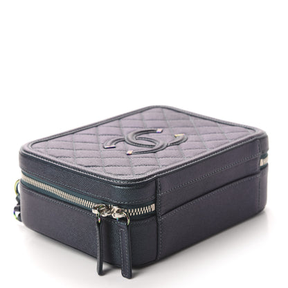 Chanel Iridescent Caviar Quilted Medium CC Filigree Vanity Case Dark Turquoise 4 of 11