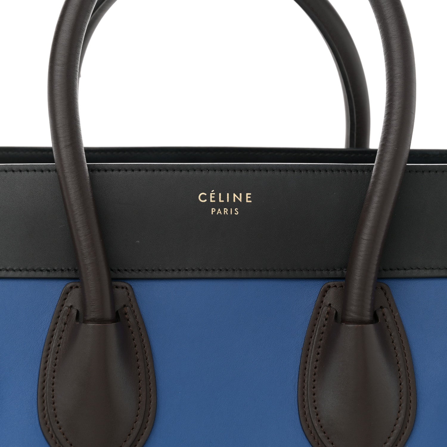 Celine Elephant Calfskin Mini Tri-Color Luggage Indigo 7 of 10