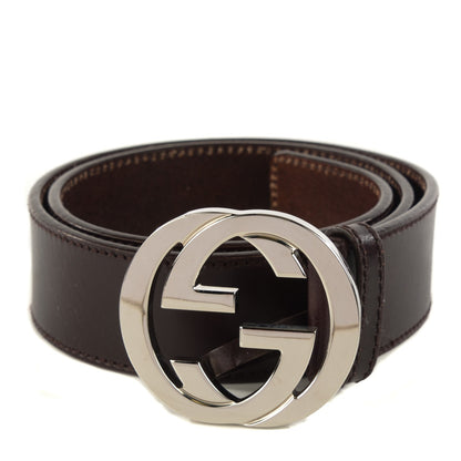 Gucci Calfskin Interlocking G Belt 75 30 Dark Brown 1 of 8