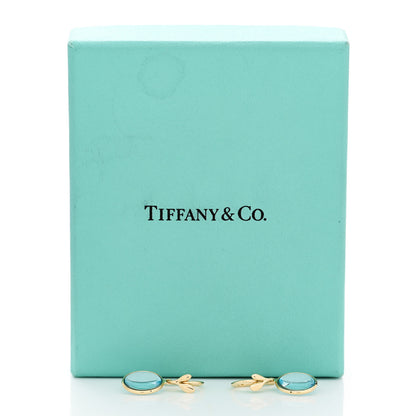 Tiffany 18K Yellow Gold Blue Topaz Paloma Picasso Olive Leaf Drop Earrings 5 of 5