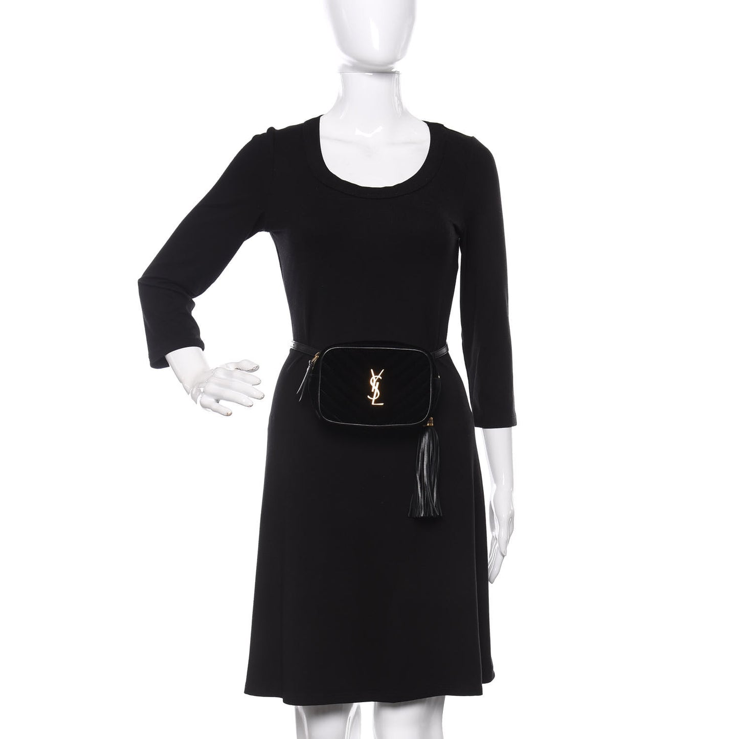 Velour Matelasse Monogram Lou Belt Bag Black