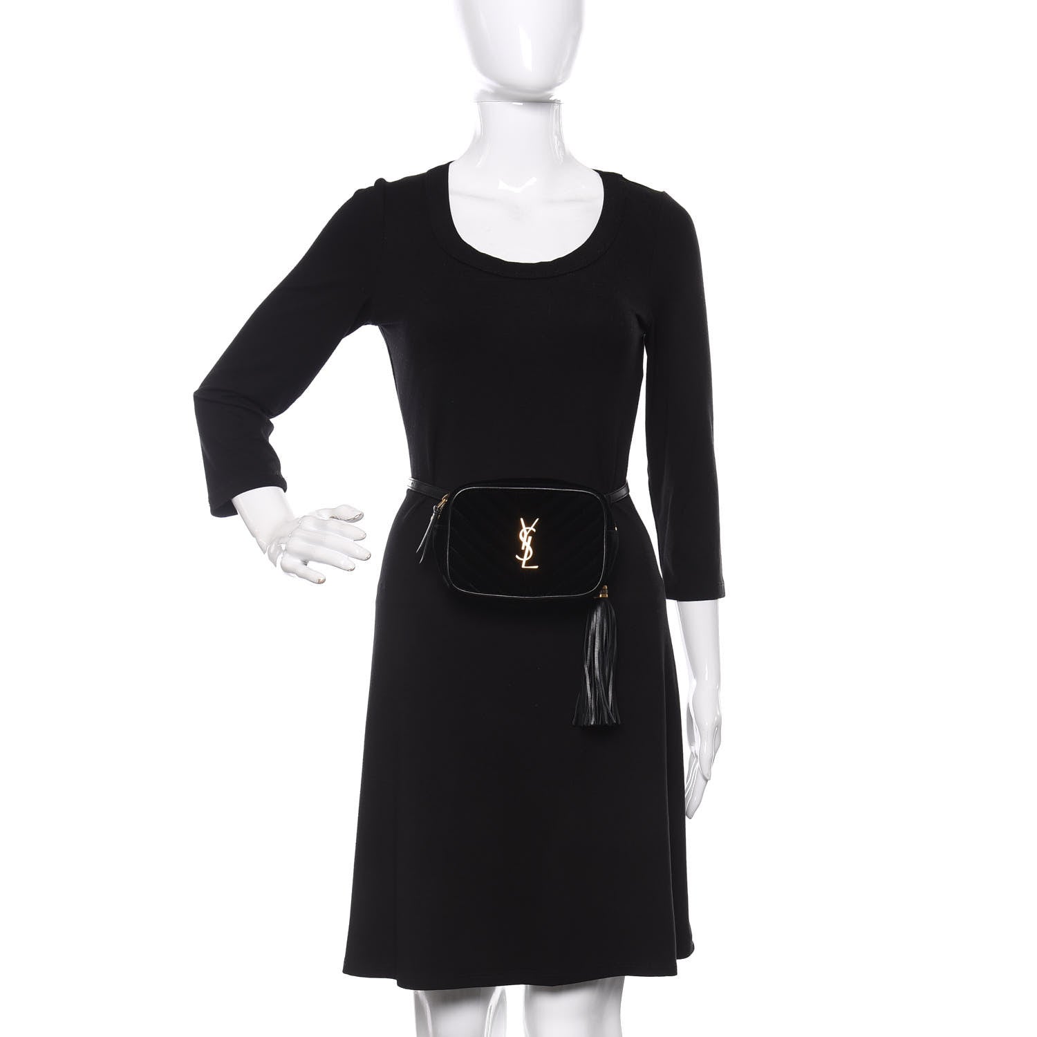 Saint Laurent Velour Matelasse Monogram Lou Belt Bag Black 2 of 9