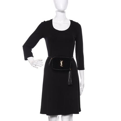 Saint Laurent Velour Matelasse Monogram Lou Belt Bag Black 2 of 9