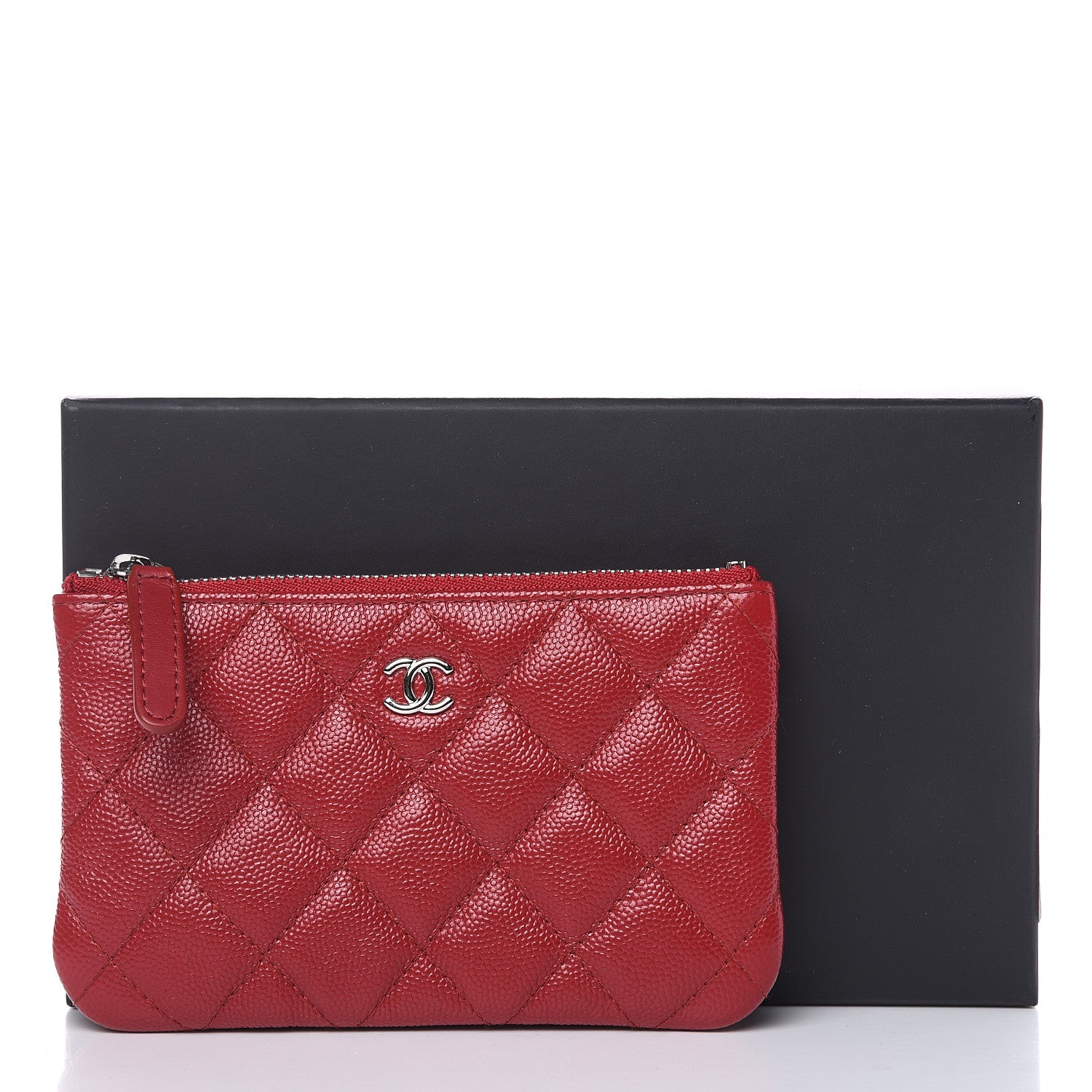Chanel Caviar Quilted Small Cosmetic Case Dark Red 8 of 8