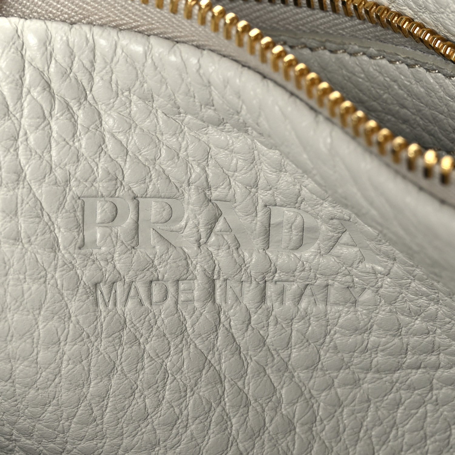 Prada Vitello Daino Soft Perforated Logo Tote White 6 of 8