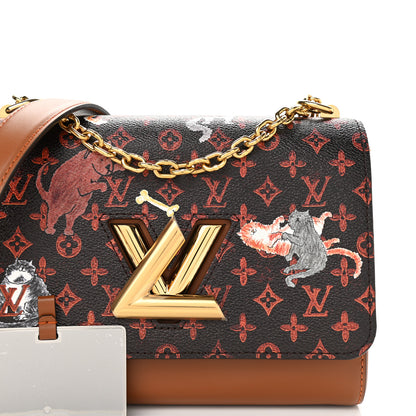 Louis Vuitton Calfskin Catogram Twist Shoulder Bag MM Marron 7 of 9