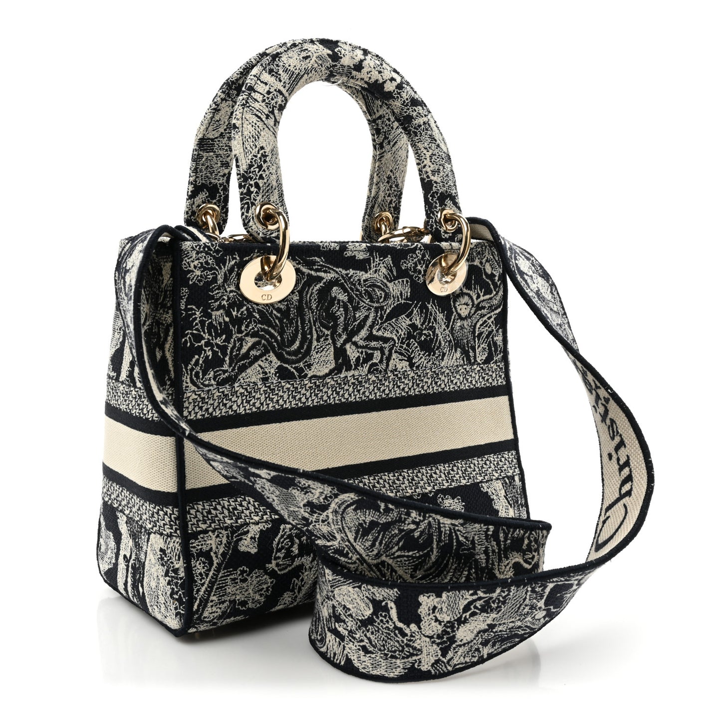 Toile de Jouy Embroidered Medium Lady D-Lite Blue