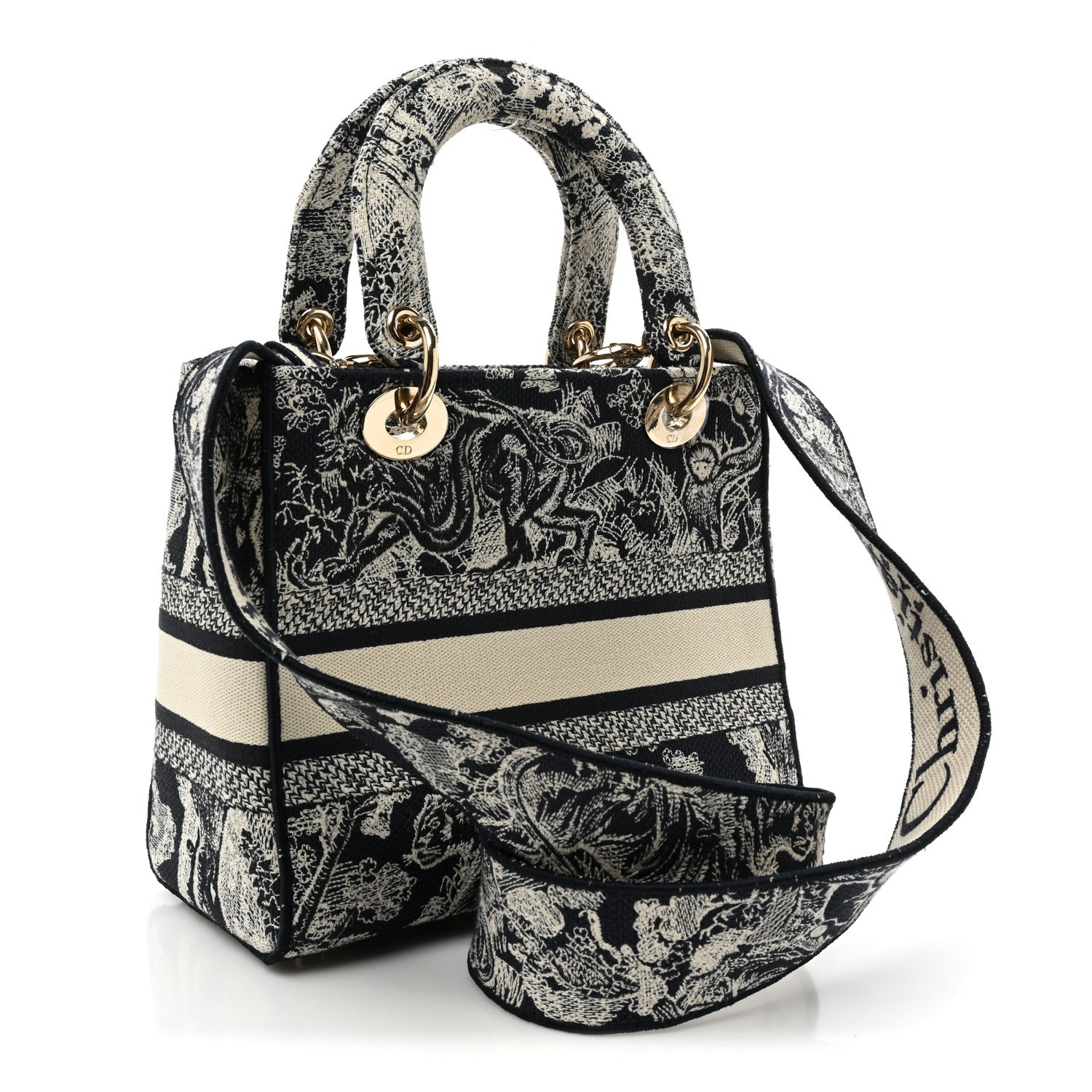 Christian Dior Toile de Jouy Embroidered Medium Lady D-Lite Blue 2 of 7