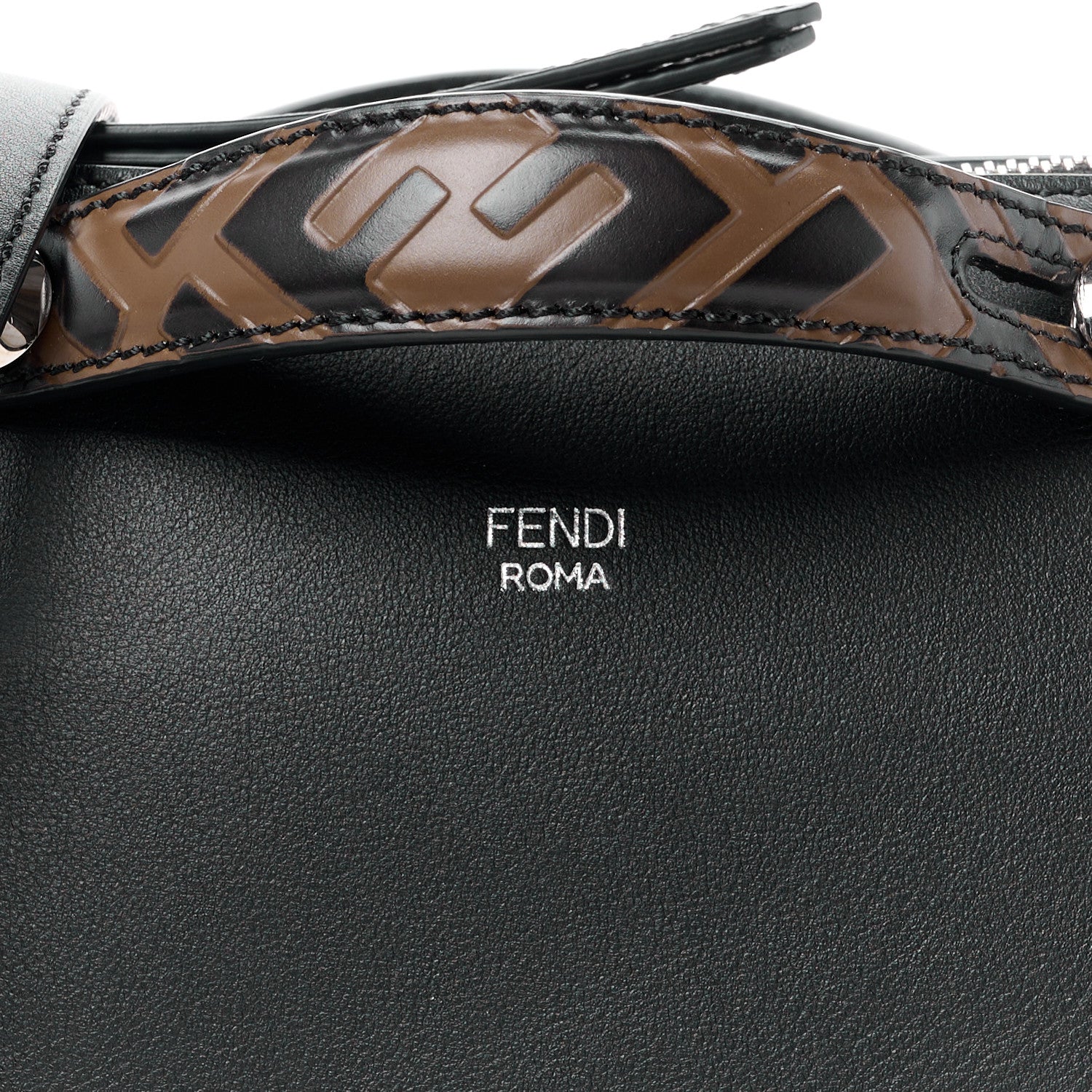 Fendi Vitello Dolce Bi-Color FF 1974 Embossed Mini By The Way Boston Bag Black Maya 9 of 13