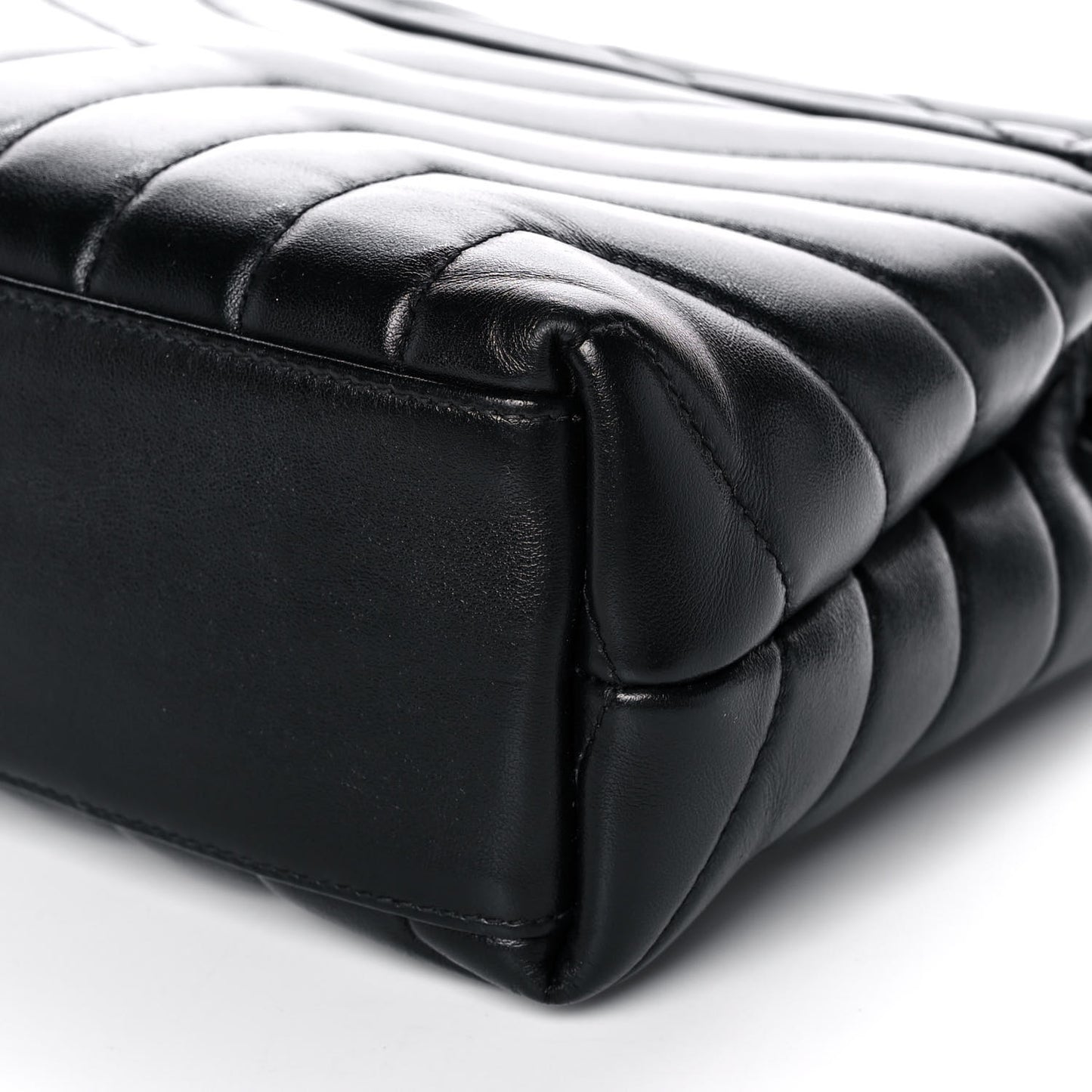 Calfskin Y Quilted Monogram Small Loulou Chain Satchel Black