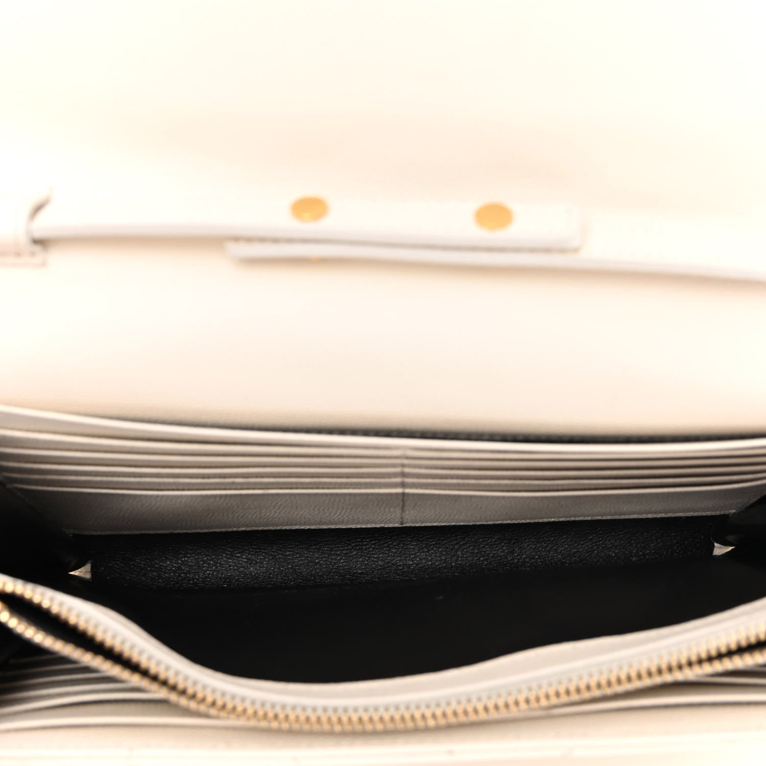 Saint Laurent Grain De Poudre Matelasse Chevron Monogram Chain Wallet Crema Soft 4 of 12