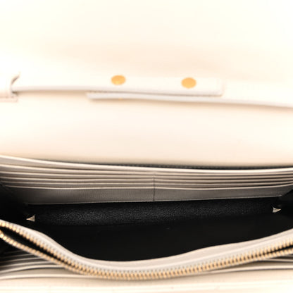 Saint Laurent Grain De Poudre Matelasse Chevron Monogram Chain Wallet Crema Soft 4 of 12