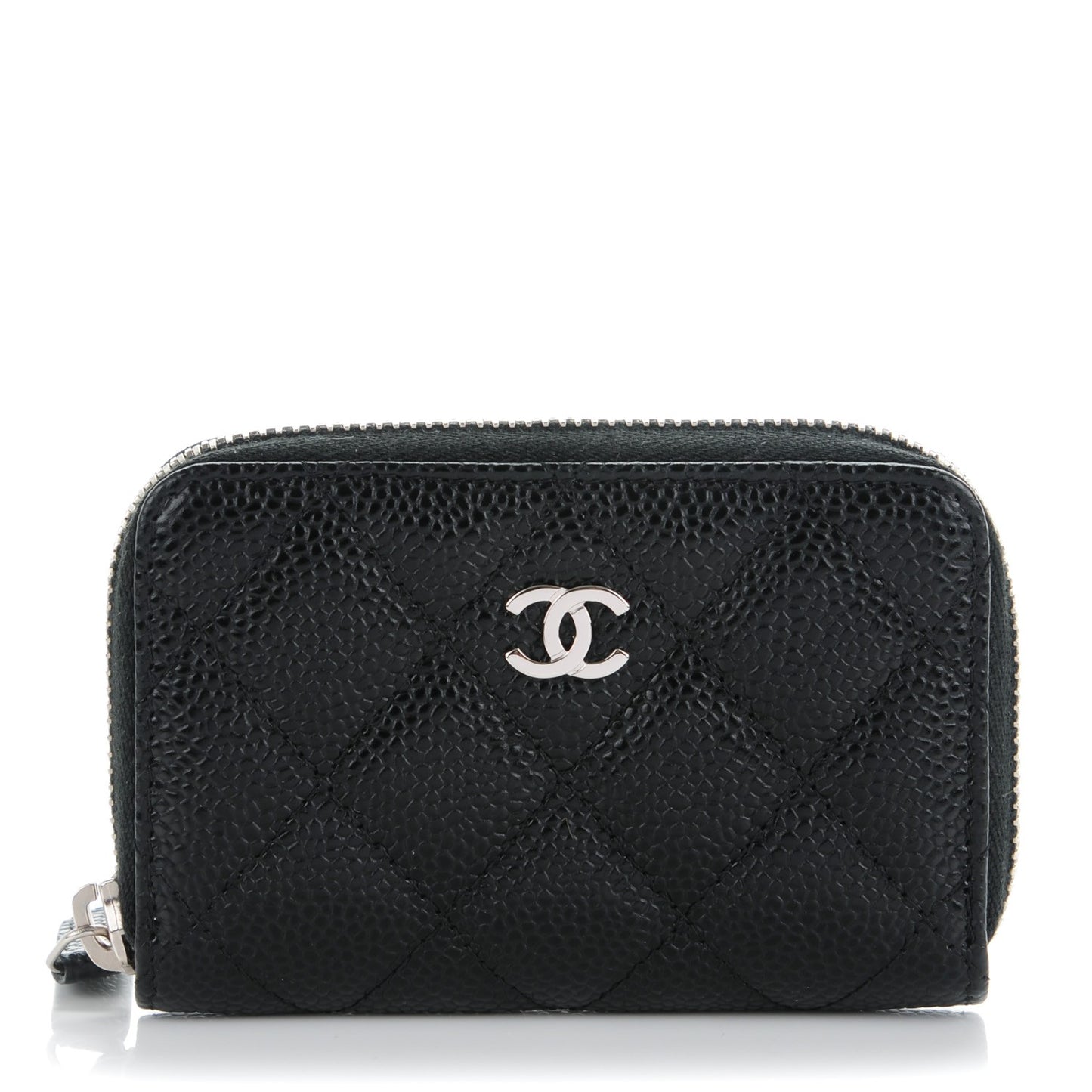 Caviar Quilted Zip Coin Purse Black