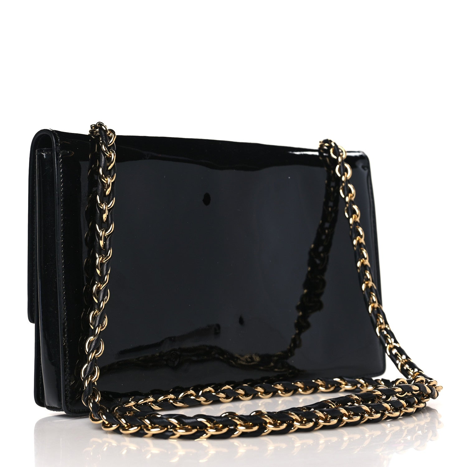 Salvatore Ferragamo Patent Ginny Vara Bow Shoulder Bag Black 3 of 9