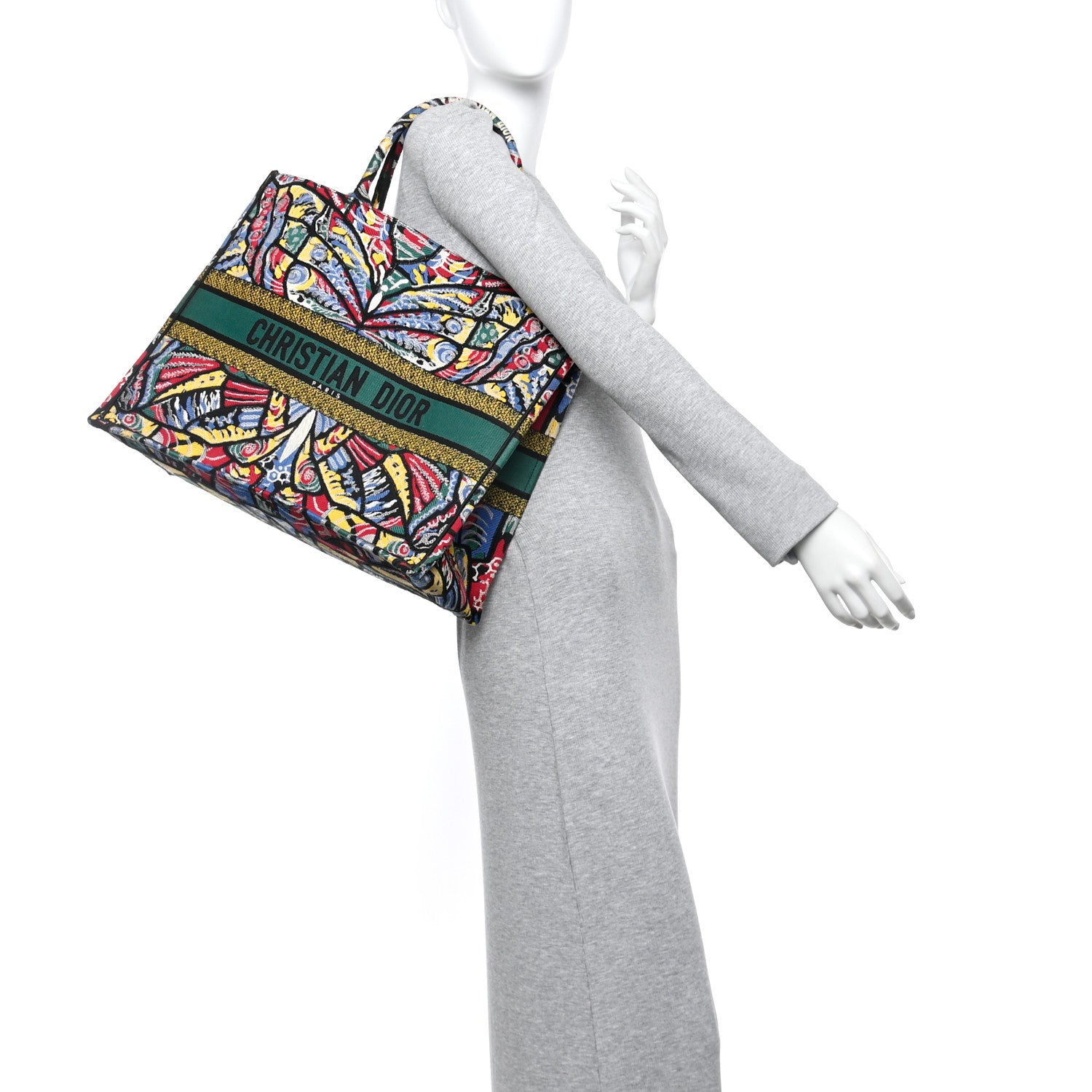 Christian Dior Canvas Embroidered Butterfly Book Tote Black