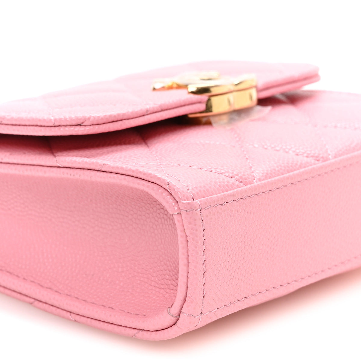 Caviar Quilted Coco First Clutch With Chain Light Pink