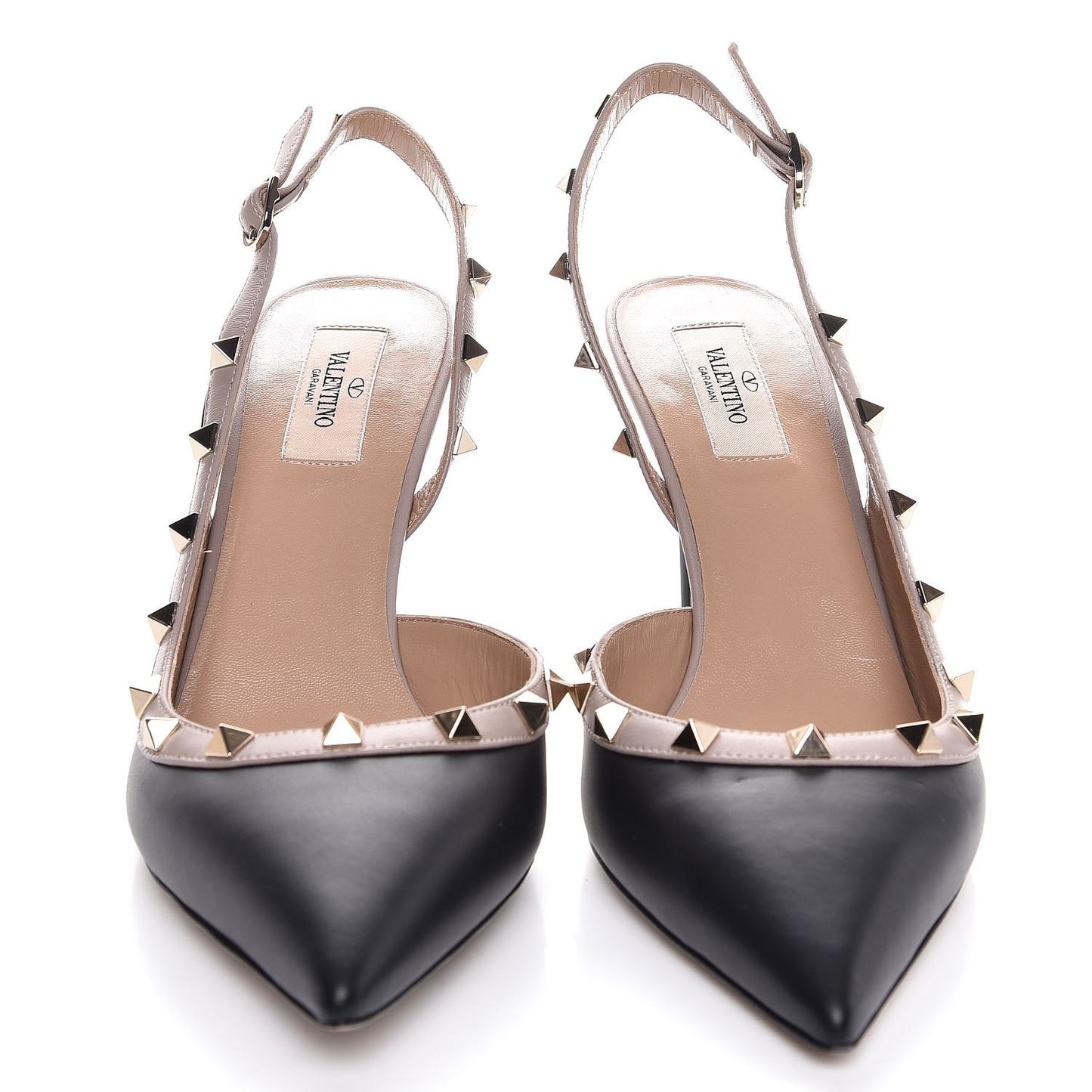Nappa Rockstud Half D'Orsay Slingback 85mm Pumps 41.5 Black Poudre
