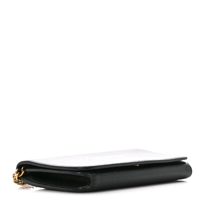 Balenciaga Grained Calfskin Logo Cash Phone Holder Wallet On Chain Black White 4 of 12