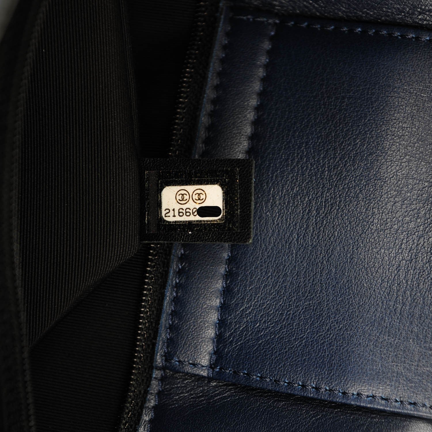 Chanel Calfskin Bi-Color Large Boy Tote Black Navy 7 of 7