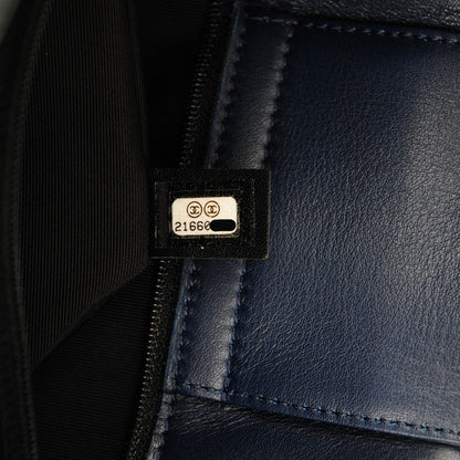 Chanel Calfskin Bi-Color Large Boy Tote Black Navy 7 of 7