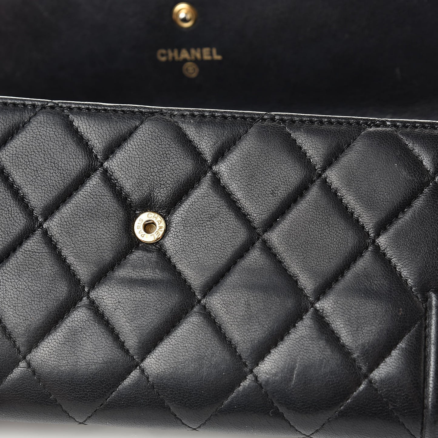 Lambskin Quilted Boy Flap Wallet Black